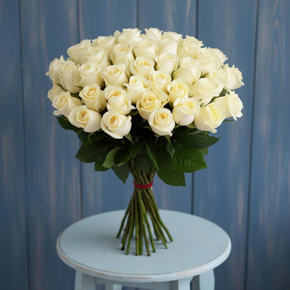 Букет 51 Белая роза Эдлесс Лав в Инзер