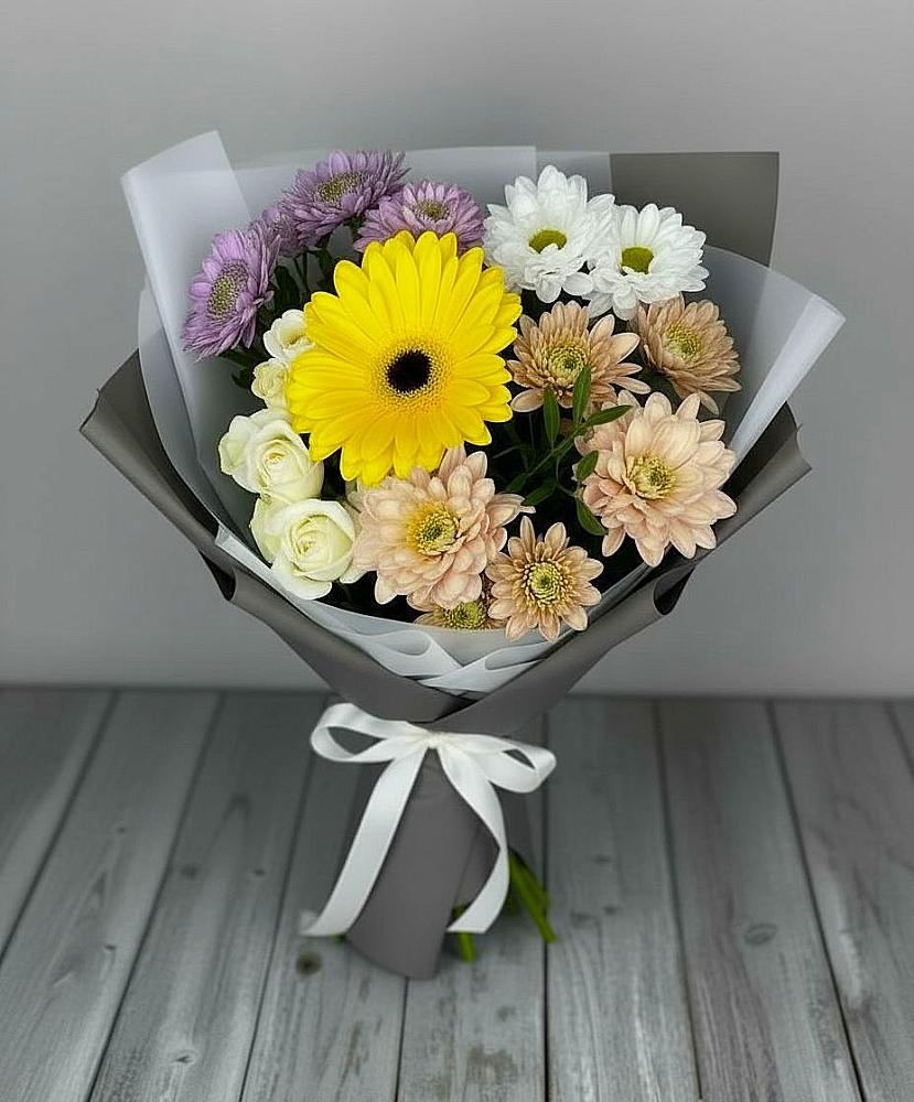 Букет цветов из: Розы, Герберы и Хризантемы в Инзер