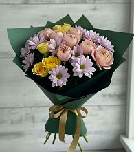 Букет цветов из:  Хризантемы и Розы #REPLACE_PRED# Инзер