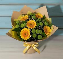 Букет цветов из:  Герберы и Хризантемы в Инзер