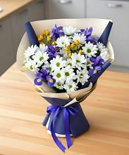 Букет цветов из:  Розы, Ирисы и Хризантемы в Инзер