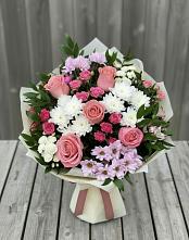 Букет цветов из:  Альстромерии, Гвоздики, Розы и Хризантемы в Инзер