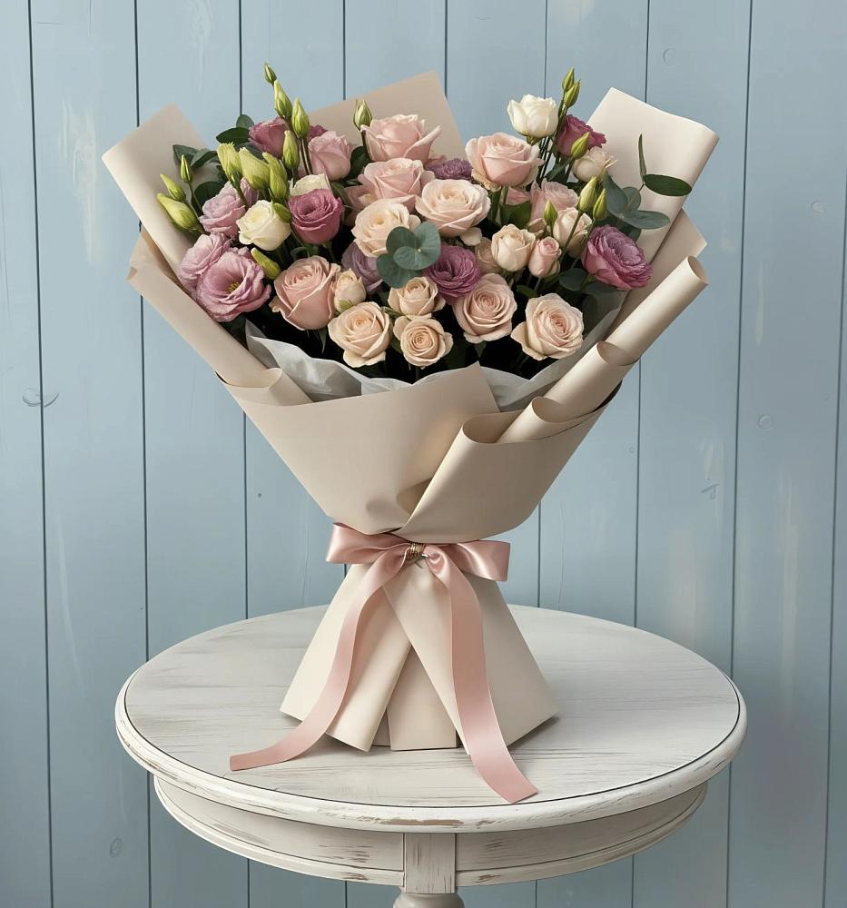 Букет цветов из: Розы и Лизиантусы в Инзер