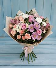 Букет цветов из:  Хризантемы, Розы и Альстромерии в Инзер