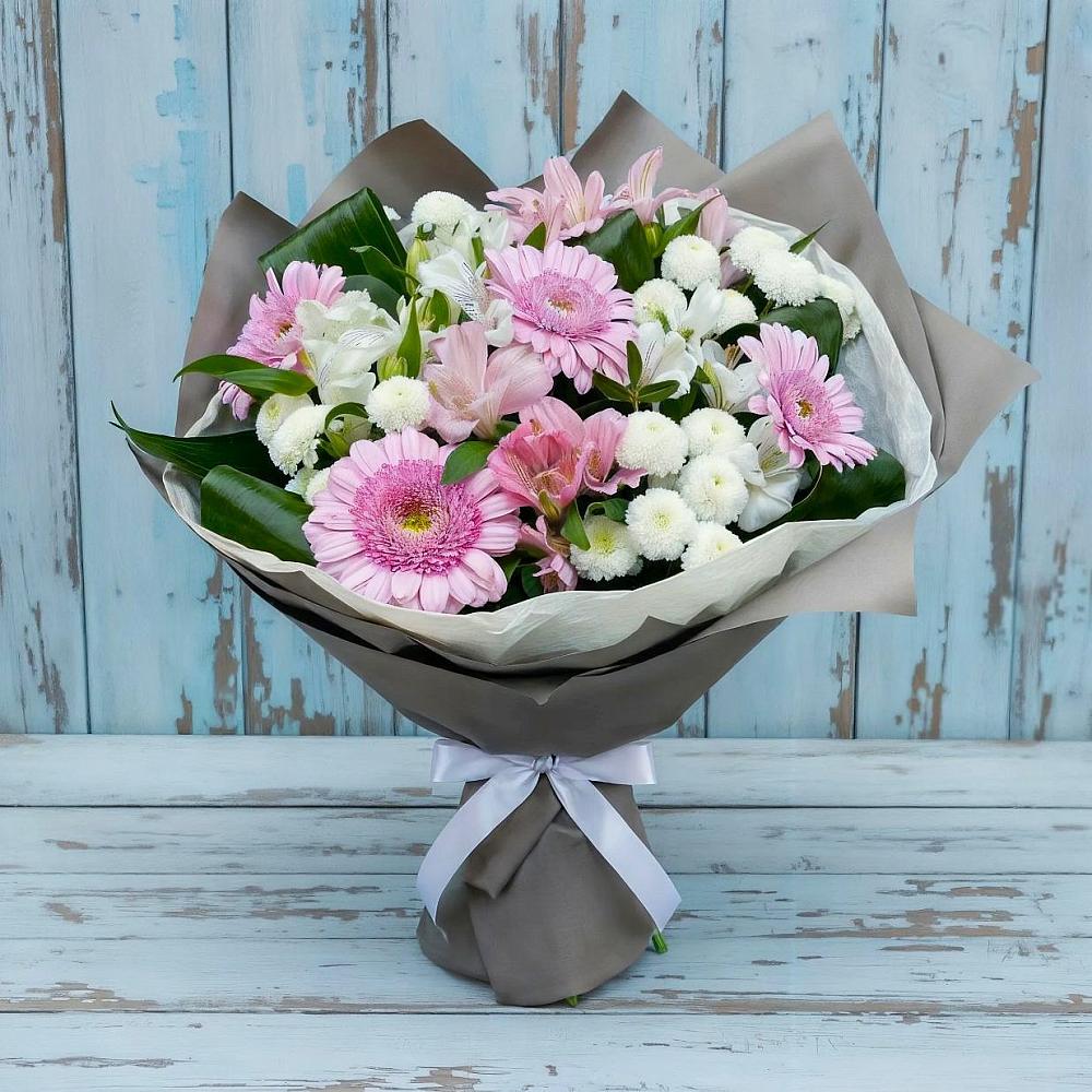 Букет цветов из: Герберы, Альстромерии и Хризантемы в Инзер