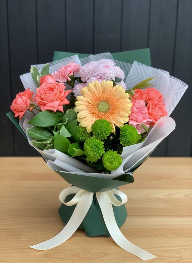 Букет цветов из: Гвоздики, Розы, Герберы и Хризантемы в Инзер