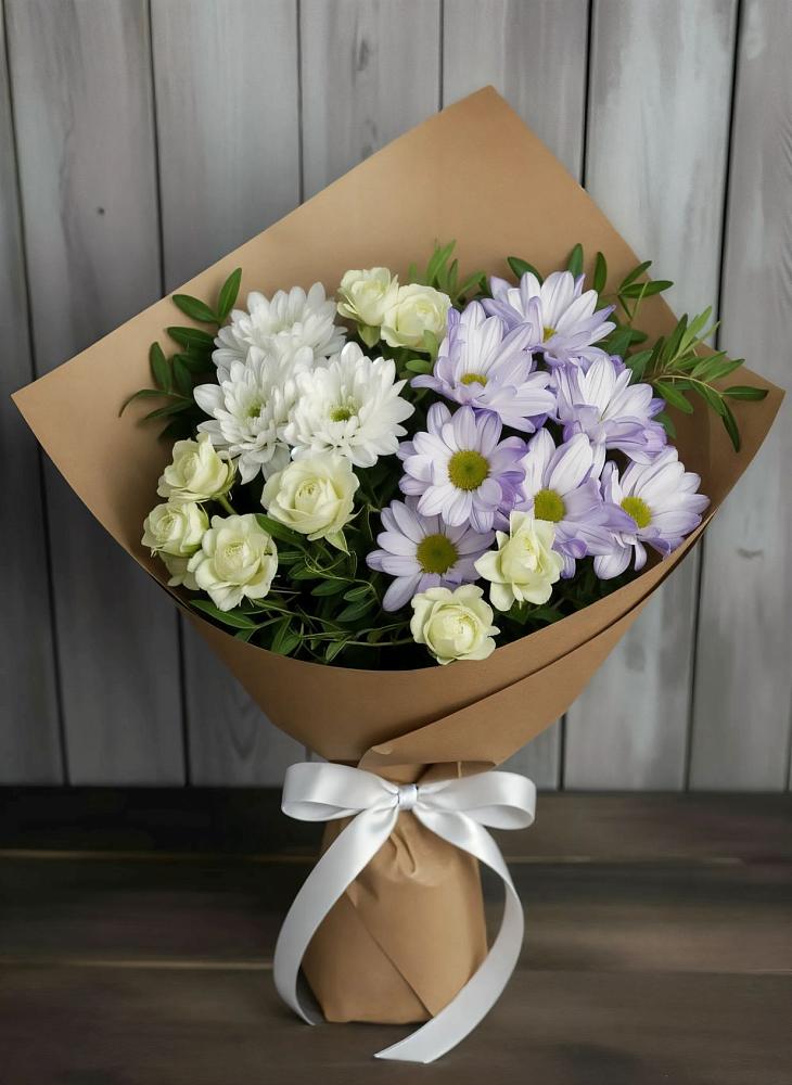 Букет цветов из: Хризантемы и Розы в Инзер